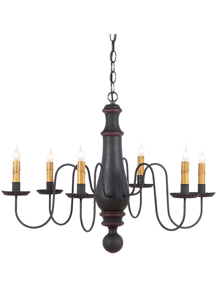 Norfolk Large Wood & Tin Chandelier With Textured Black Finish House